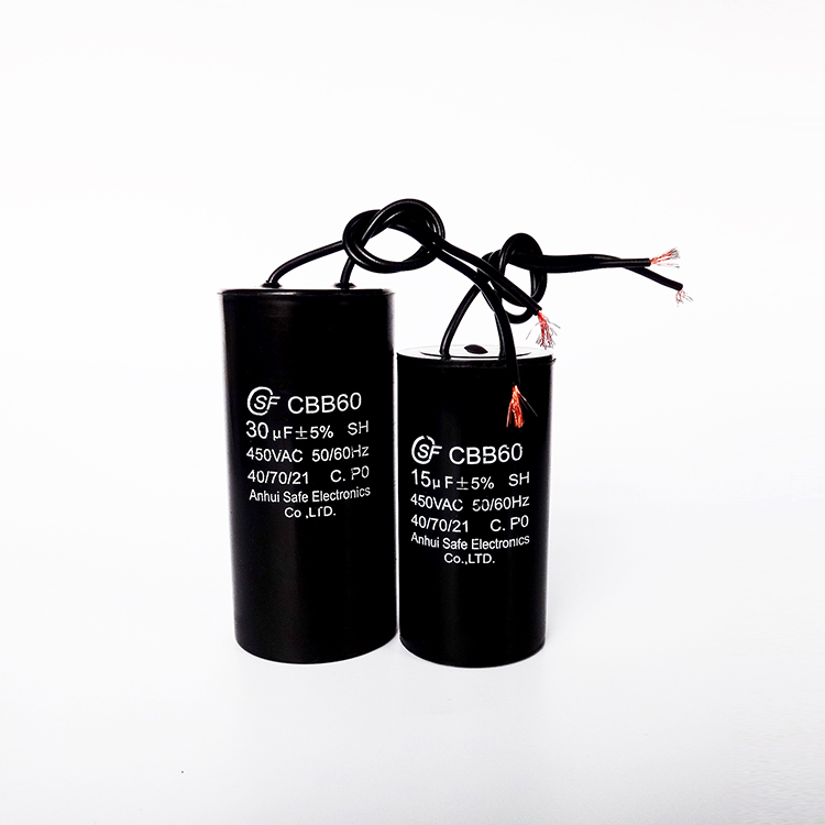 thumbnail interactive-video image 1 of 2pcs CBB60 Capacitor – 10uF 450V AC Max, 250V AC Rated, 33x64mm 1 of 6
