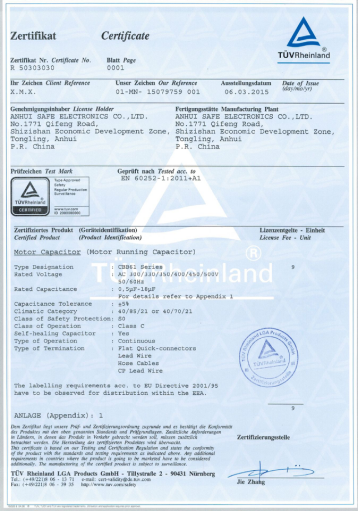 Anhui Safe Electronics Co., LTD. has earned TUV certification